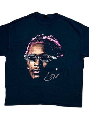 Young Thug Thugger Face Rap Black Graphic T-Shirt, Men's 2XL
